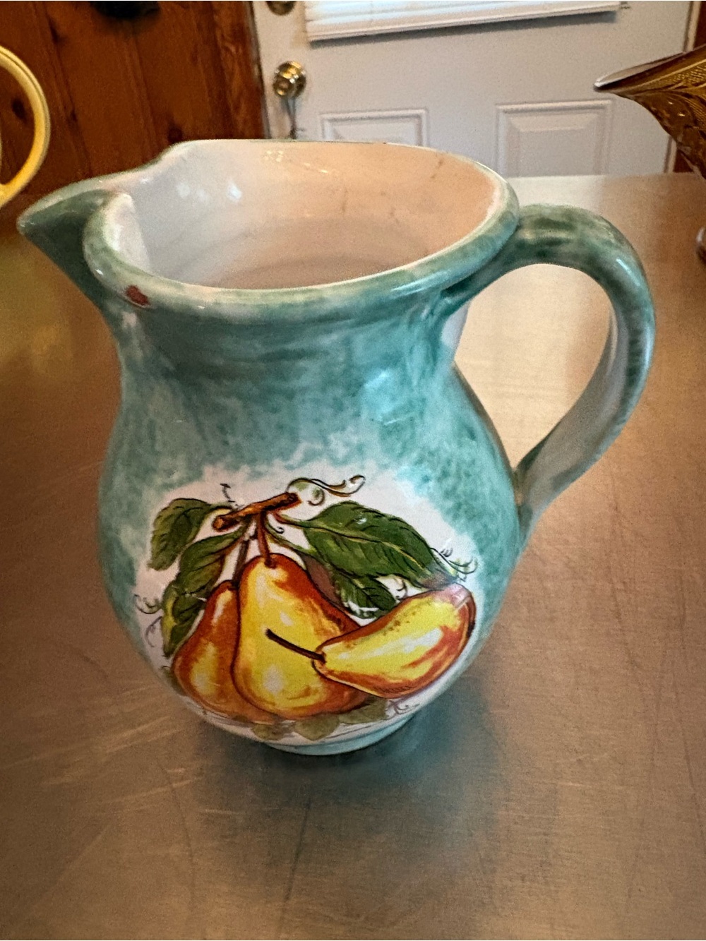 Made in Italy clay/ceramic pitcher never used but tiny chip see pics/